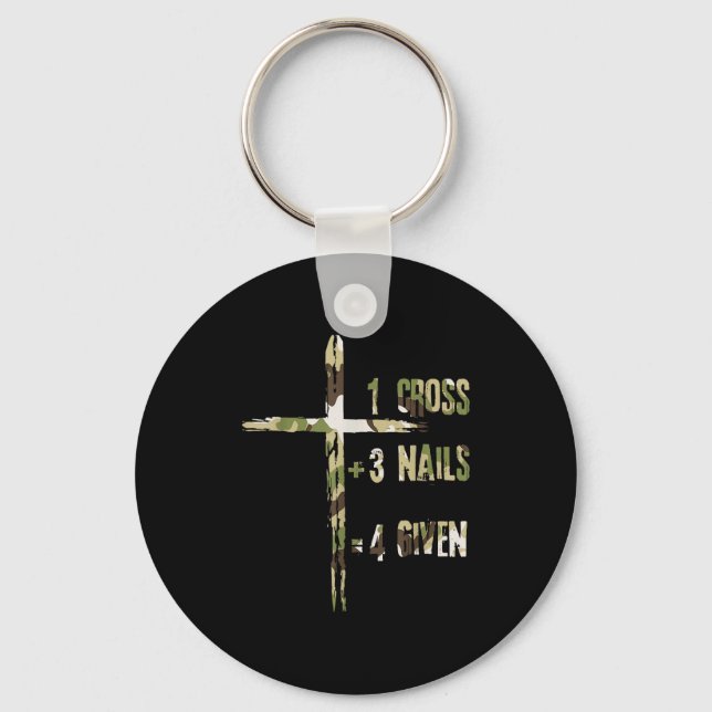 Chaveiro Christian One Cross Plus Three Nails Equals Forgiv (Frente)