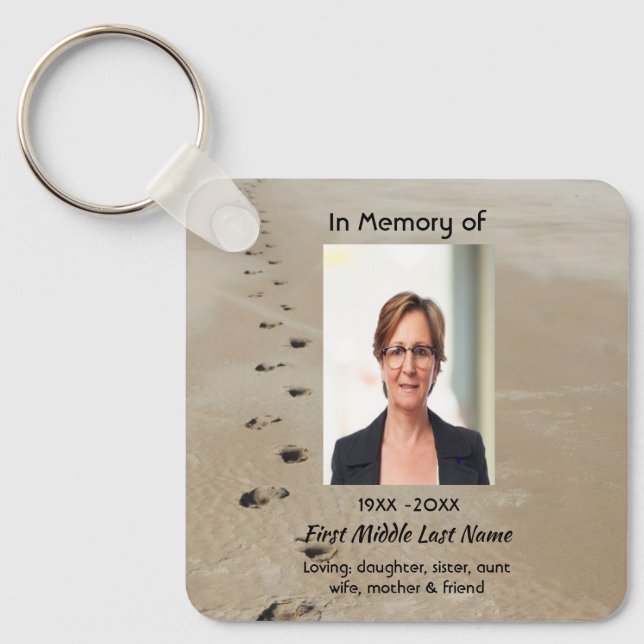 Chaveiro Christian Scripture Keepsake Footprints in Sand (Frente)