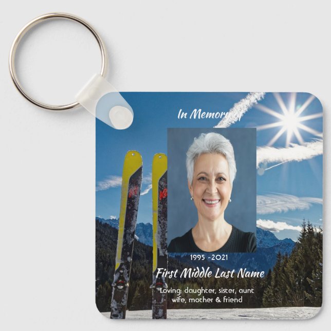 Chaveiro Christian Skiing Skier  Memorial Keepsake  (Frente)