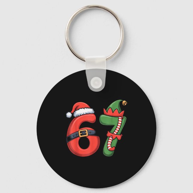 Chaveiro Christmas 67 Meme 67 Santa Elf - Six Seven  (Frente)