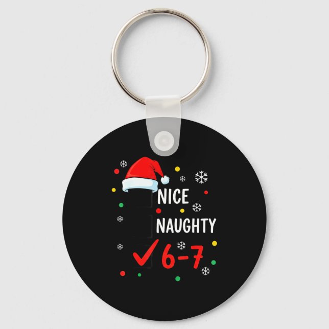 Chaveiro Christmas 6-7 Meme Nice Naughty Checklist Santa Ha (Frente)