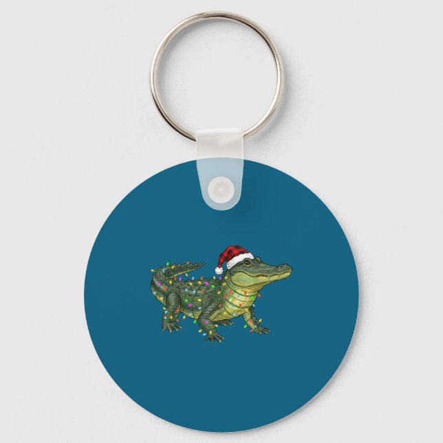 Chaveiro Christmas Alligator Holiday Reptile Funny Festive  (Frente)