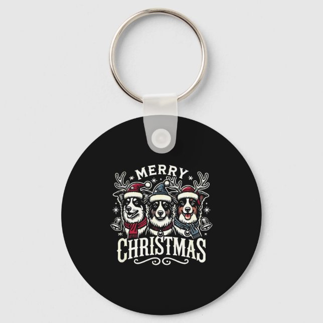 Chaveiro Christmas Australian Shepherd Santa Hat Aussie Chr (Frente)