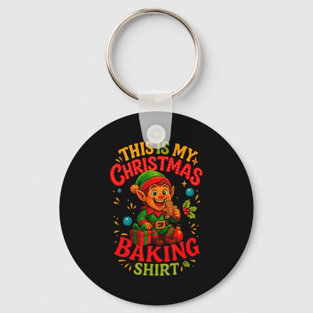 Chaveiro Christmas Baking Shirt Cute Elf Gingerbread Pastry (Frente)