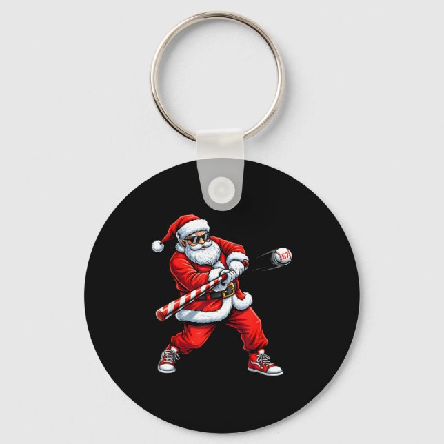 Chaveiro Christmas Baseball Player Santa Funny Xmas Boys Me (Frente)