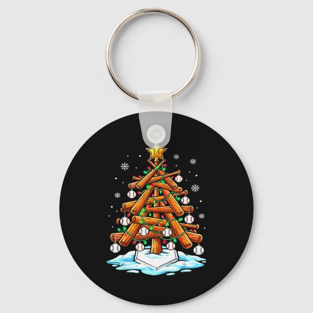 Chaveiro Christmas Baseball Tree Lights Xmas  (Frente)