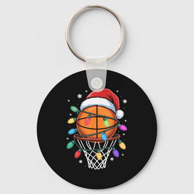 Chaveiro Christmas Basketball Santa Hat Xmas Light Basketba (Frente)