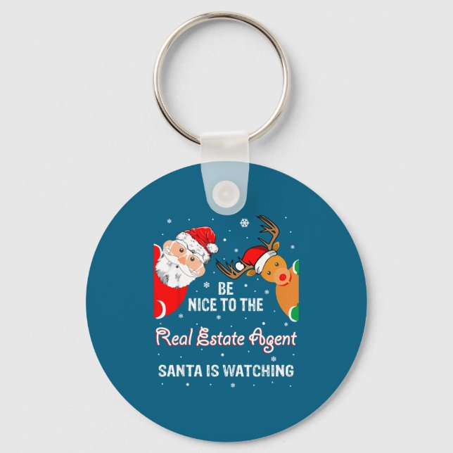 Chaveiro Christmas Be Nice To The Real Estate Agent Santa  (Frente)