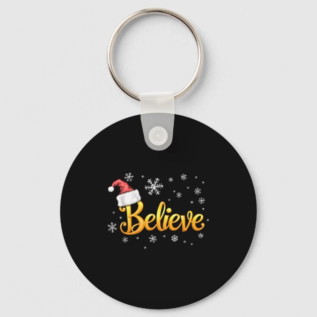 Chaveiro Christmas Believe Santa Claus Believe Christmas  (Frente)