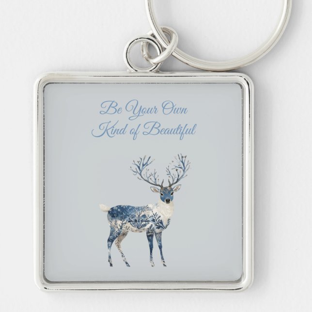 Chaveiro Christmas Blue White Chic Deer (Frente)