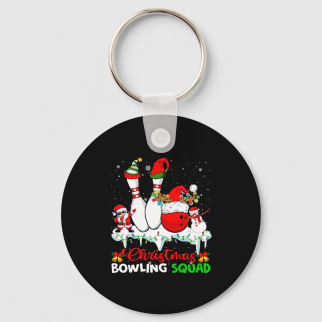 Chaveiro Christmas Bowling Squad Dabbing Santa Elf Bowling  (Frente)