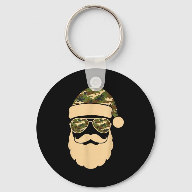 Chaveiro Christmas Camo Santa Sungles Hat Beard Cool Milita (Frente)
