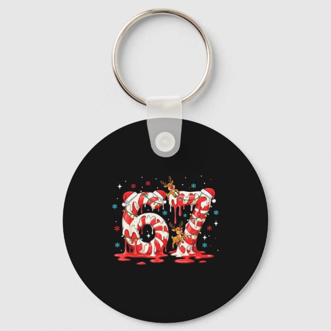 Chaveiro Christmas Candy Cane 67 Meme Six Seven Funny Boys  (Frente)