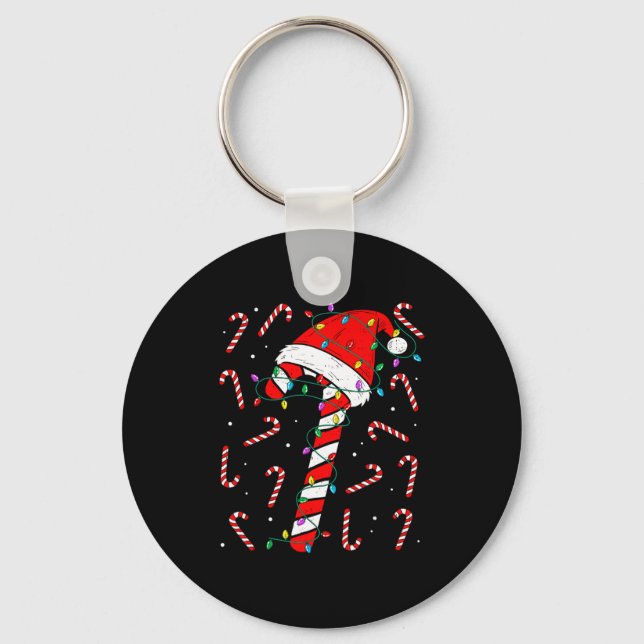 Chaveiro Christmas Candy Cane Hat Santa Xmas Holiday Toddle (Frente)