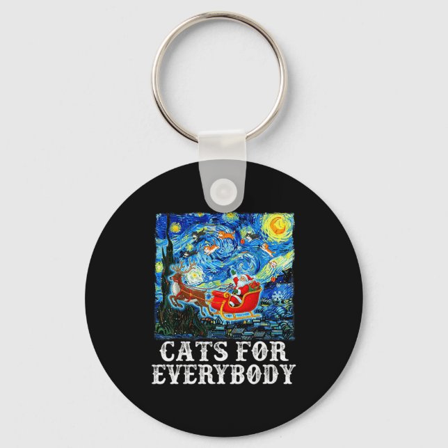 Chaveiro Christmas Cat For Everybody Santa Reindeer Starry  (Frente)