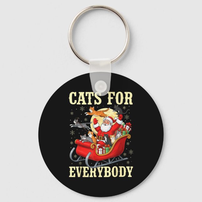 Chaveiro Christmas Cats For Everybody Santa Lover Holiday  (Frente)