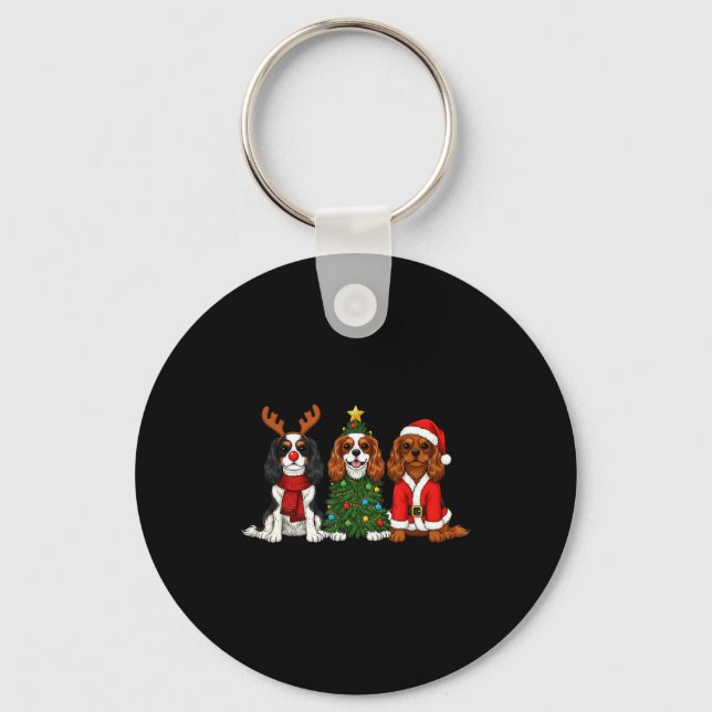 Chaveiro Christmas Cavalier King Charles Spaniel Santa Rein (Frente)