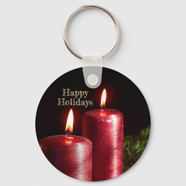 Chaveiro Christmas Celebration Red Candles Winter Holidays (Frente)