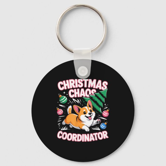 Chaveiro Christmas Chaos Coordinator Xmas Puppy Funny Welsh (Frente)