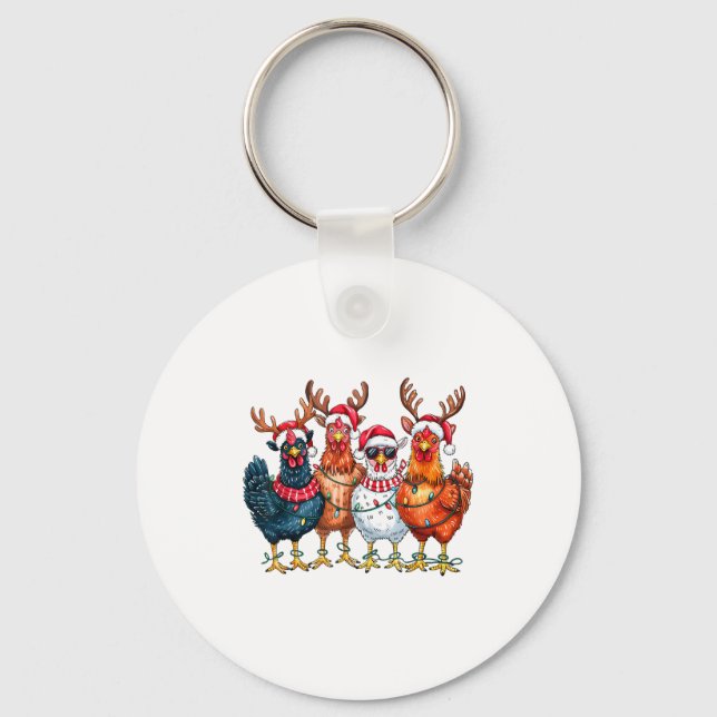 Chaveiro Christmas Chickens Reindeer Farm Animals Xmas Ligh (Frente)