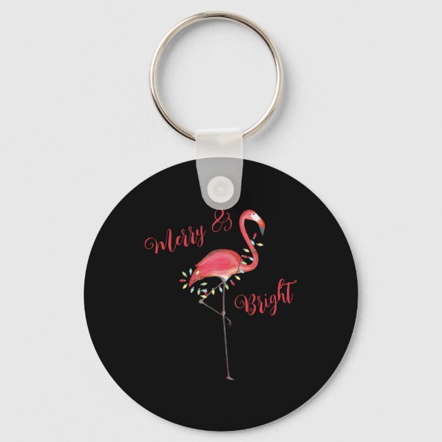 Chaveiro Christmas Cute Nk Flamingo String Lights T Shirt  (Frente)