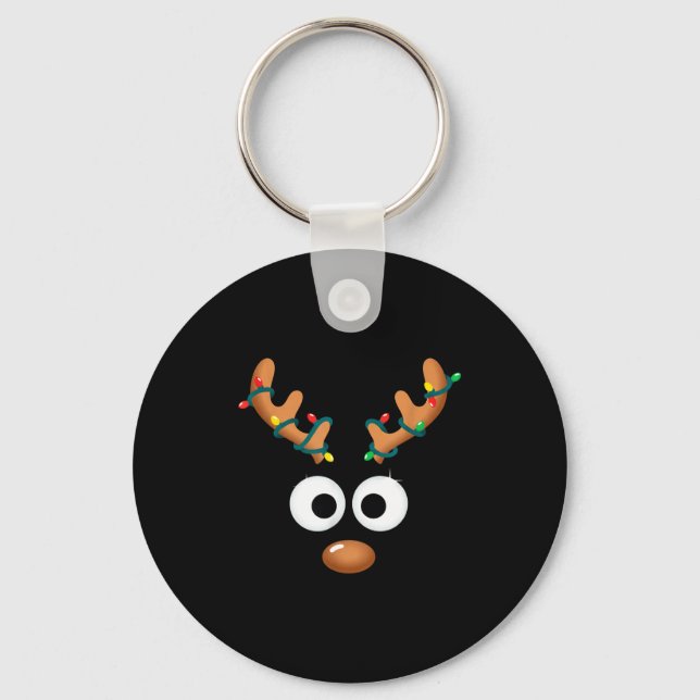 Chaveiro Christmas Cute Reindeer Face Antlers Wrapped In Li (Frente)