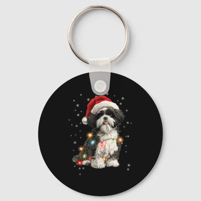 Chaveiro Christmas Dog Shih Tzu Santa Xmas Women Men Kids  (Frente)