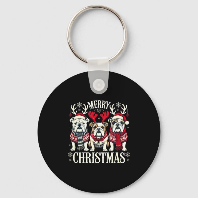 Chaveiro Christmas English Bulldog Mom English Bulldog Chri (Frente)