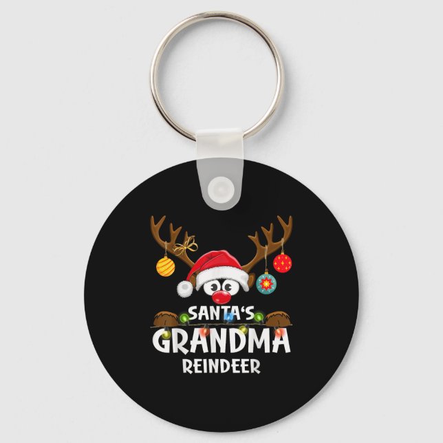 Chaveiro Christmas Family Santa's Grandma Reindeer Pajama  (Frente)