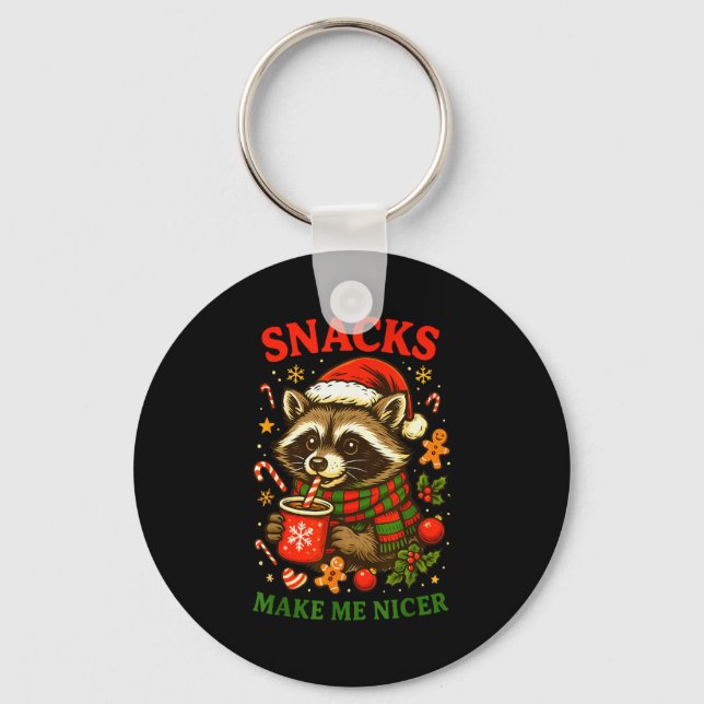 Chaveiro Christmas Funny Cute Feral Raccoon Snacks Make Me  (Frente)