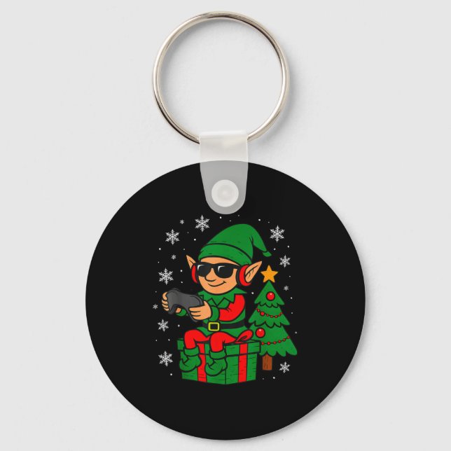 Chaveiro Christmas Gamer Retro Elf Funny Xmas Gaming Boys K (Frente)