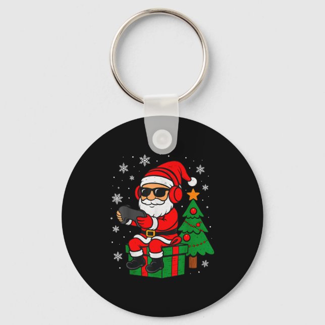 Chaveiro Christmas Gamer Retro Santa Funny Xmas Gaming Men  (Frente)