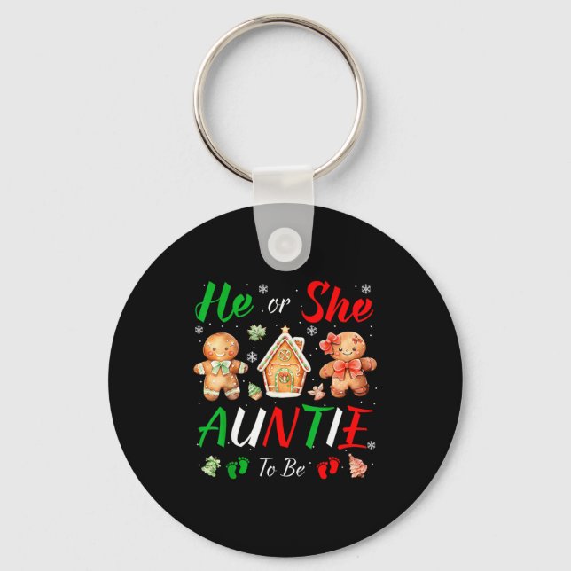 Chaveiro Christmas Gingerbread Gender Reveal He Or She Aunt (Frente)