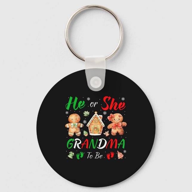 Chaveiro Christmas Gingerbread Gender Reveal He Or She Gran (Frente)