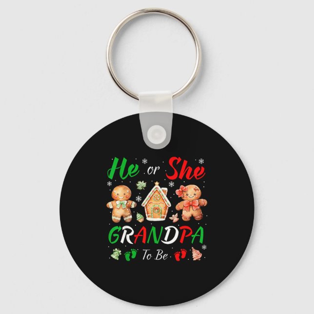 Chaveiro Christmas Gingerbread Gender Reveal He Or She Gran (Frente)