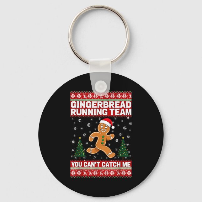 Chaveiro Christmas Gingerbread Running Team Funny Xmas Tee  (Frente)