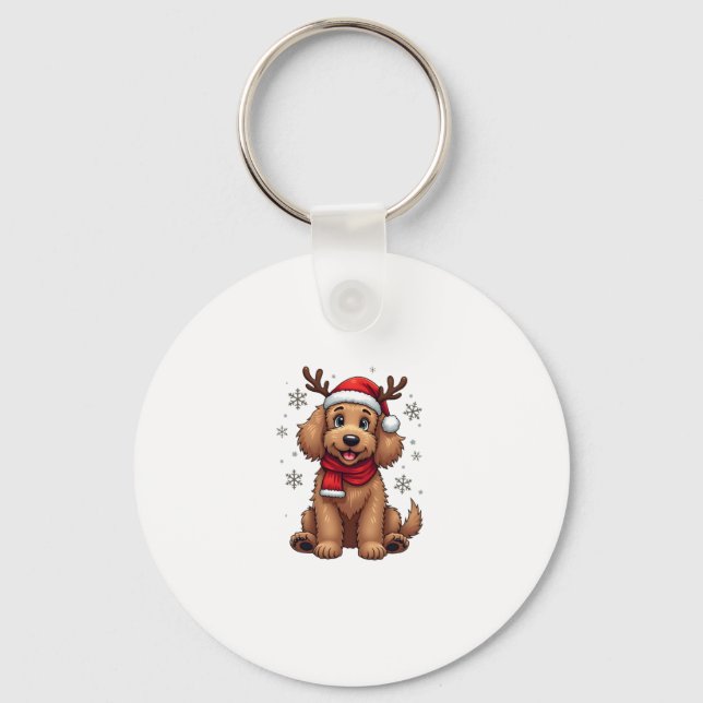 Chaveiro Christmas Goldendoodle Dog Reindeer Holiday Doodle (Frente)