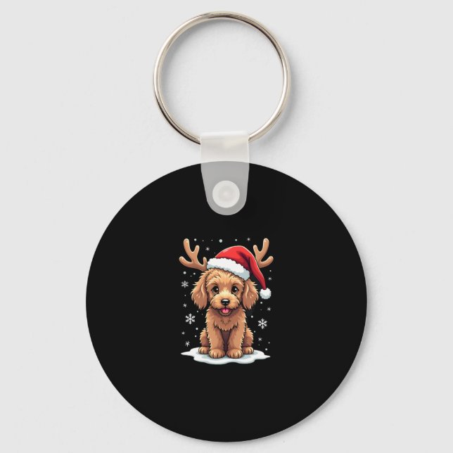 Chaveiro Christmas Goldendoodle Dog Reindeer Holiday Doodle (Frente)