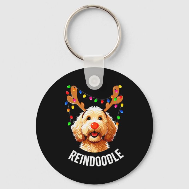 Chaveiro Christmas Goldendoodle Reindeer Doodle Dog Reindoo (Frente)
