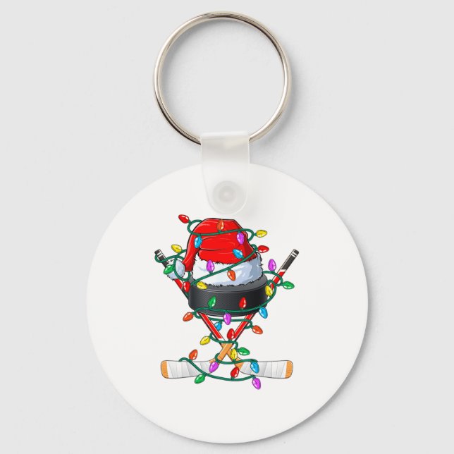 Chaveiro Christmas Hockey Xmas Santa Srts Hat Ball Kids B  (Frente)
