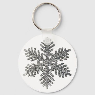 Chaveiro Christmas Holiday Silver Snowflake Star Design