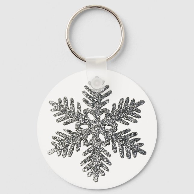 Chaveiro Christmas Holiday Silver Snowflake Star Design (Frente)