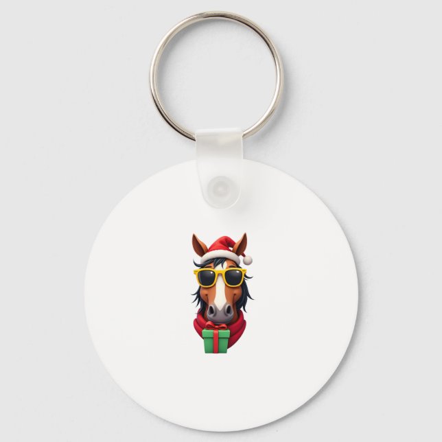 Chaveiro Christmas Horse Back Riding Santa Xmas Women Girls (Frente)