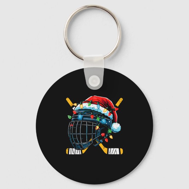 Chaveiro Christmas Ice Hockey Helmet Santa Xmas Men Boys Ki (Frente)