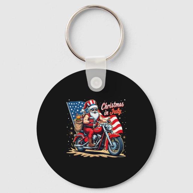Chaveiro Christmas In July Biker Santa American Funny Summe (Frente)