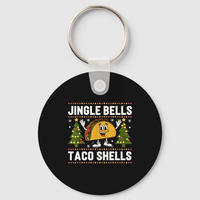 Chaveiro Christmas Jingle Bells Taco Shells Funny Xmas Taco (Frente)
