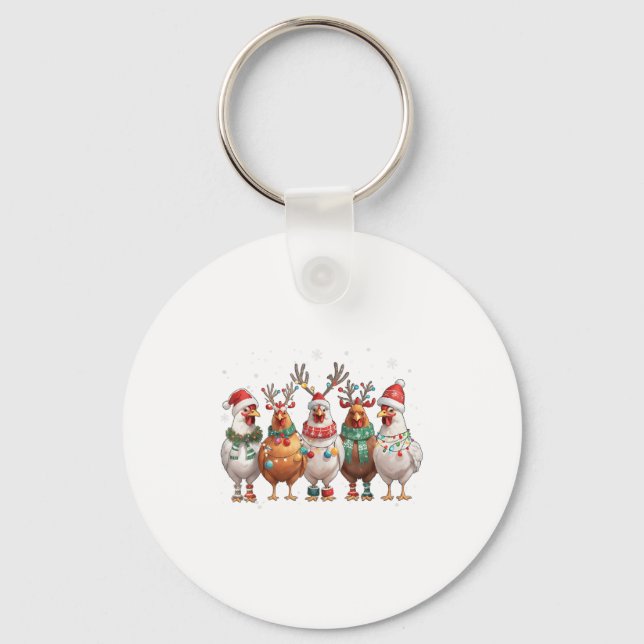Chaveiro Christmas Lights Chicken Santa Funny Xmas Tree _1  (Frente)