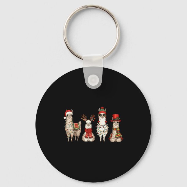 Chaveiro Christmas Llama Quartet Lights Santa Antlers Top H (Frente)
