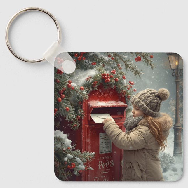 Chaveiro Christmas mailbox  cute festive winter accessory (Frente)