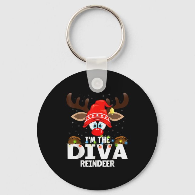 Chaveiro Christmas Matching I'm The Diva Reindeer  (Frente)